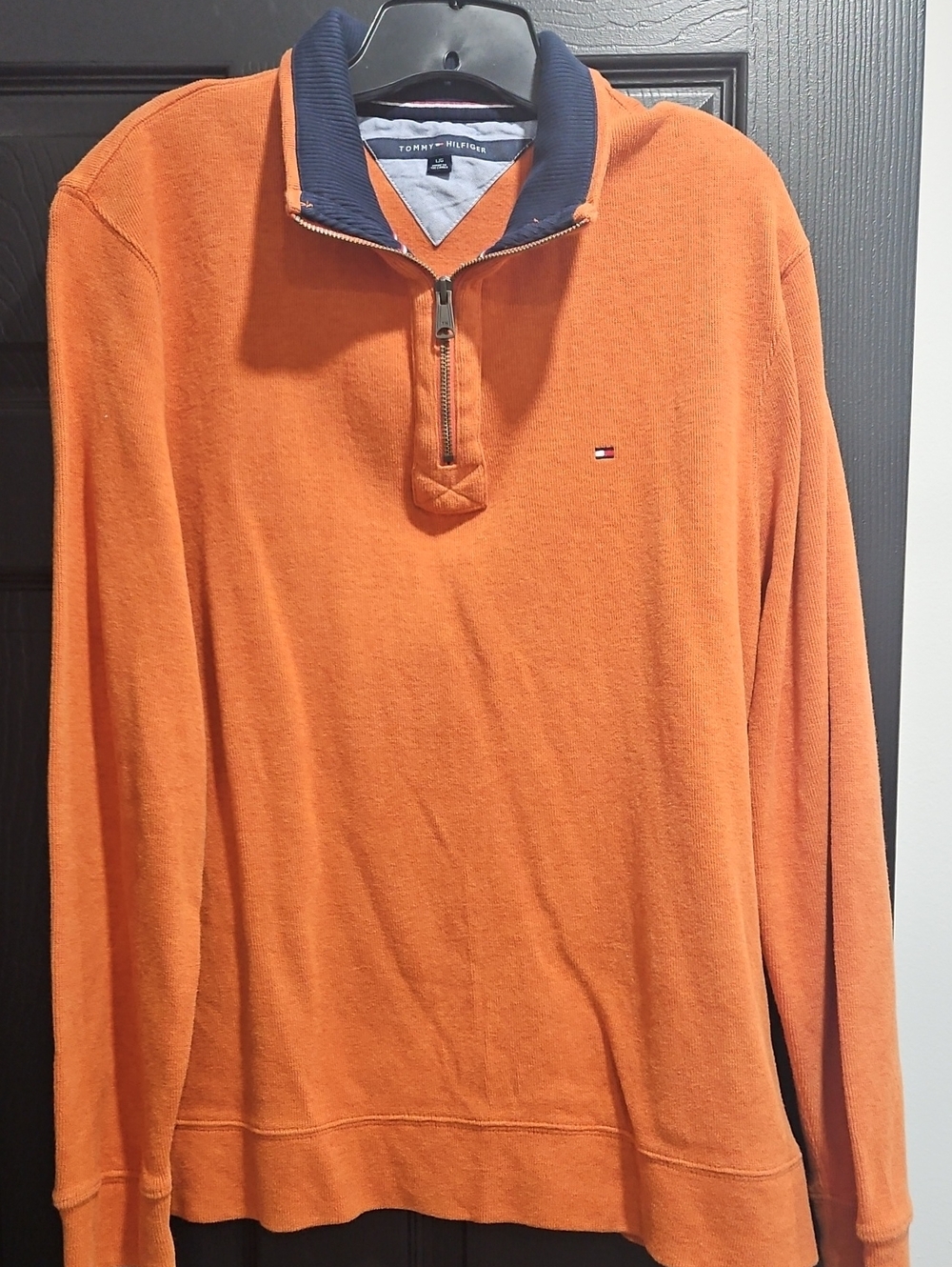 Tommy Hilfiger Orange Pullover with Navy Contrast Collar